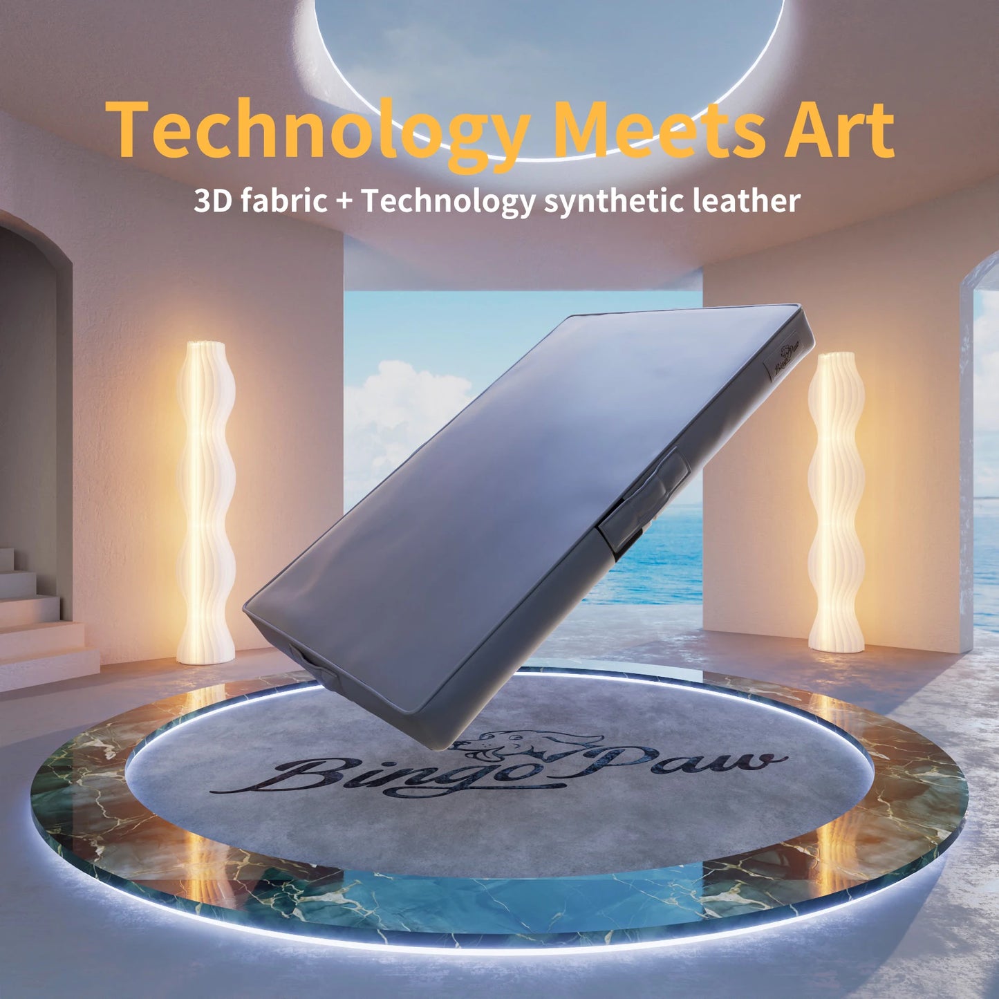 Foldable Dog Bed with 3D Technology Microfiber Leather Cover - Bite Proof Pet Cushion Sleeping Mat, Sizes L to XXL, Gray and Brown