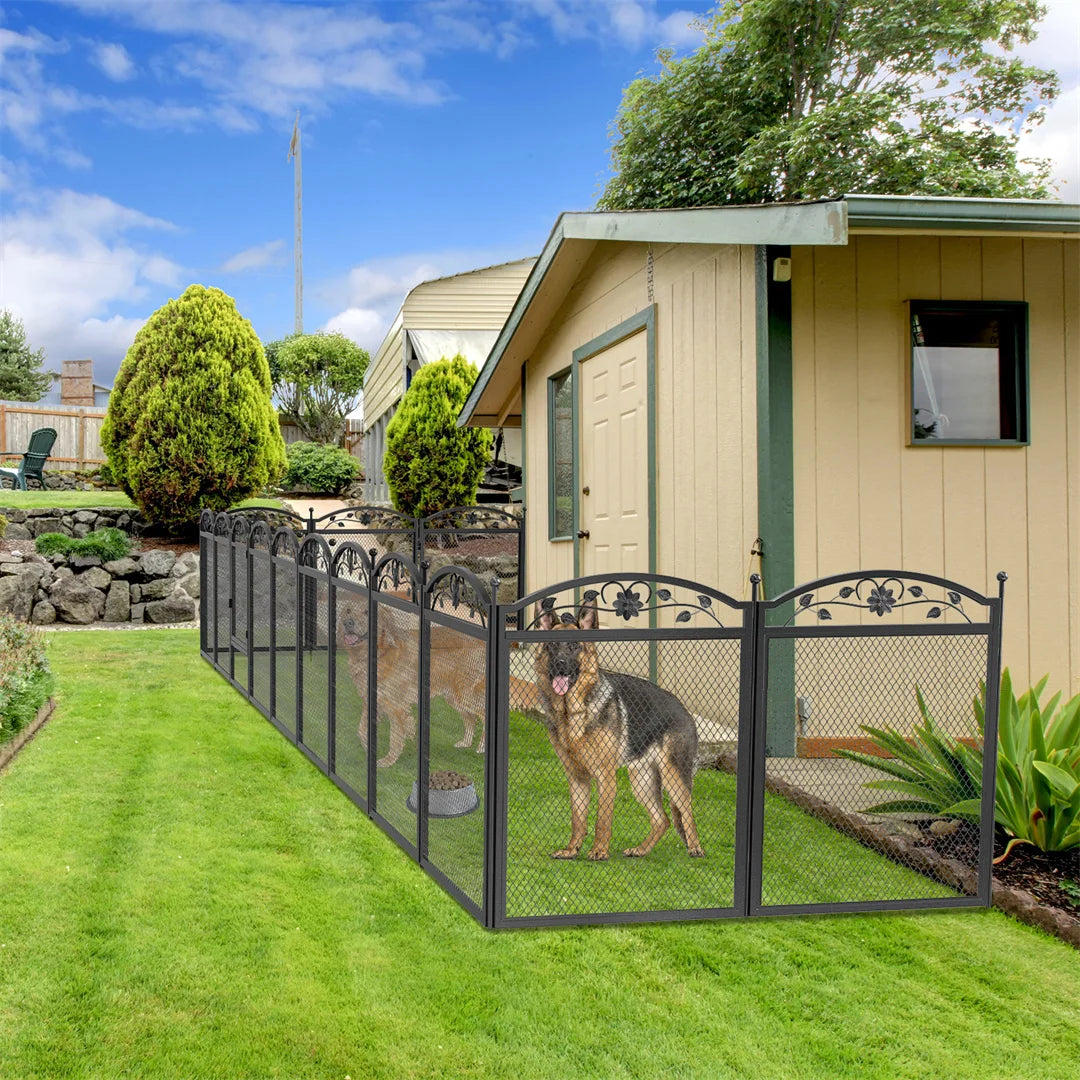 8-Panel Heavy Duty Metal Dog Playpen with Waterproof Pad - Indoor/Outdoor Whelping and Training Fence