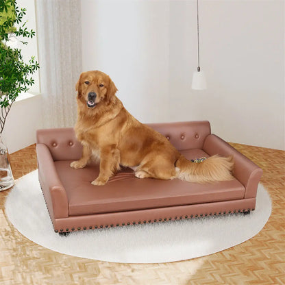 Large Luxury Elevated Dog Couch - Waterproof Pet Sofa Bed, Wear-Resistant Snuggle Lounge Chair for Dogs and Cats