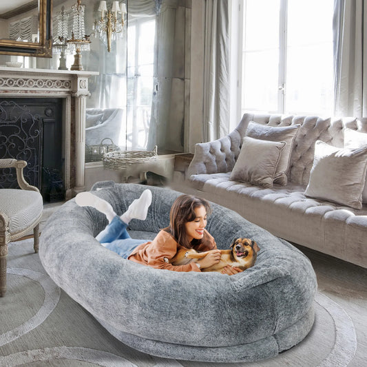 Human Size Dog Bed with Detachable Cover and Blanket - 170CM