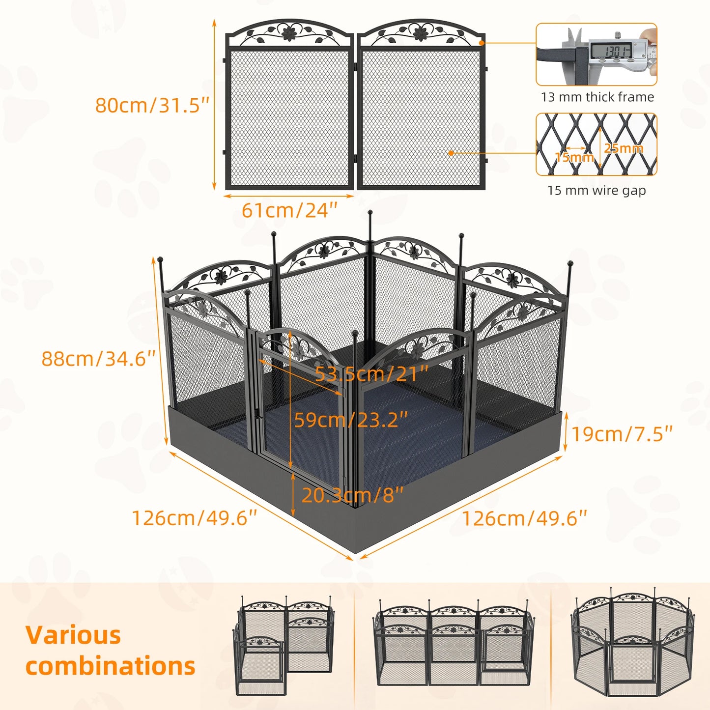 8-Panel Heavy Duty Metal Dog Playpen with Waterproof Pad - Indoor/Outdoor Whelping and Training Fence