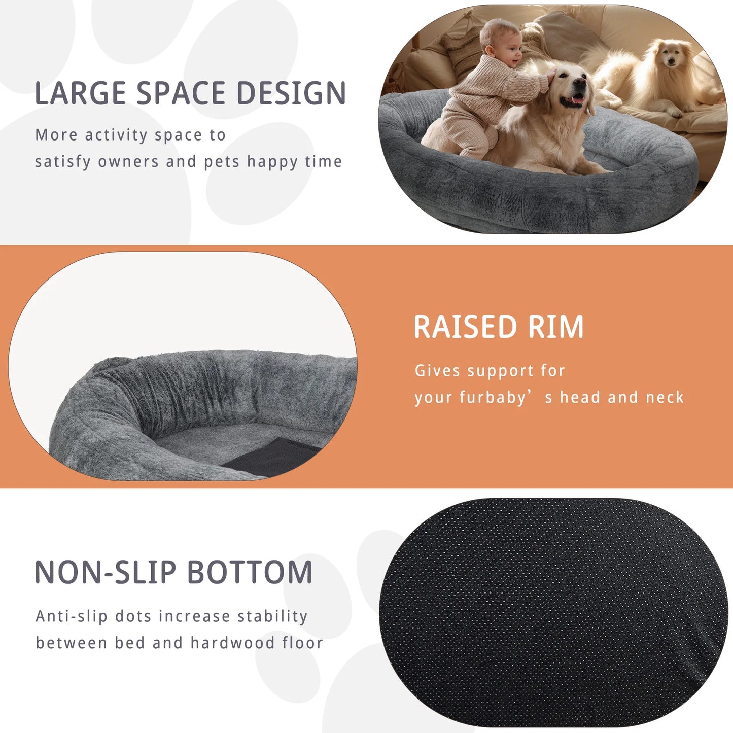 Human Size Dog Bed with Detachable Cover and Blanket - 170CM